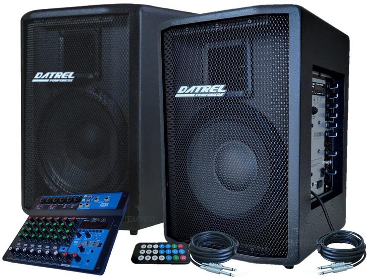 Imagem de Kit caixa de som 10 400w datrel mesa bluetooth profissional
