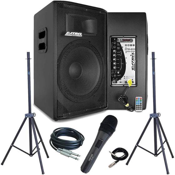 Imagem de Kit Caixa de Som Ativa e Passiva Falante 15" 600w Rms Titanium Bluetooth Usb CSX03