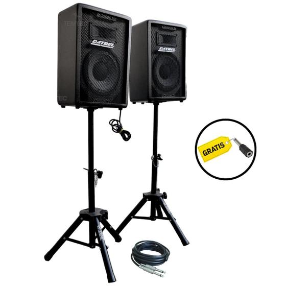 Imagem de Kit caixa de som ativa passiva datrel 8" 300w rms tripe bt