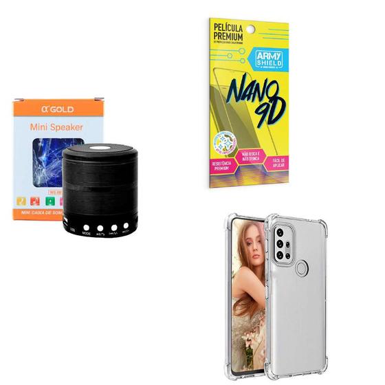 Imagem de Kit Caixa de Som Bluetooth + Capinha Motorola G30 + Película 9D