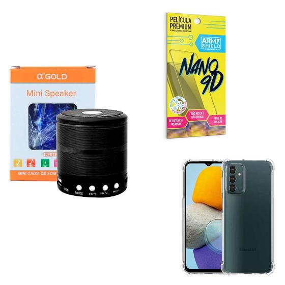 Imagem de Kit Caixa de Som Bluetooth + Capinha Samsung M23 + Película 9D