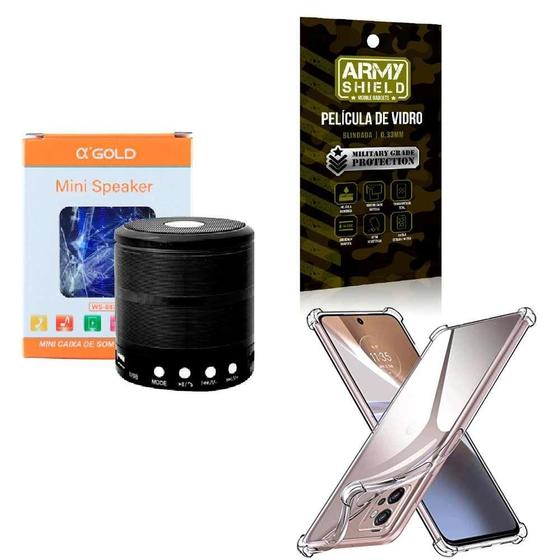 Imagem de Kit Caixa De Som + Capinha Motorola E22 + Película 3D