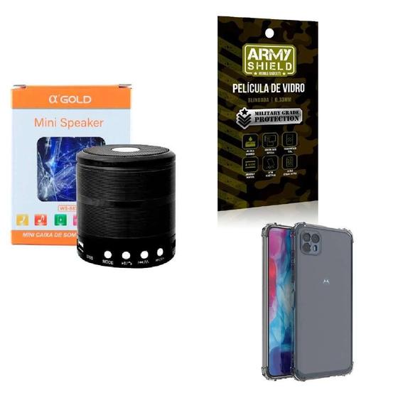 Imagem de Kit Caixa De Som + Capinha Motorola G50 5G + Película 3D