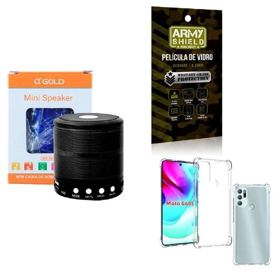 Imagem de Kit Caixa De Som + Capinha Motorola G60 S + Película 3D