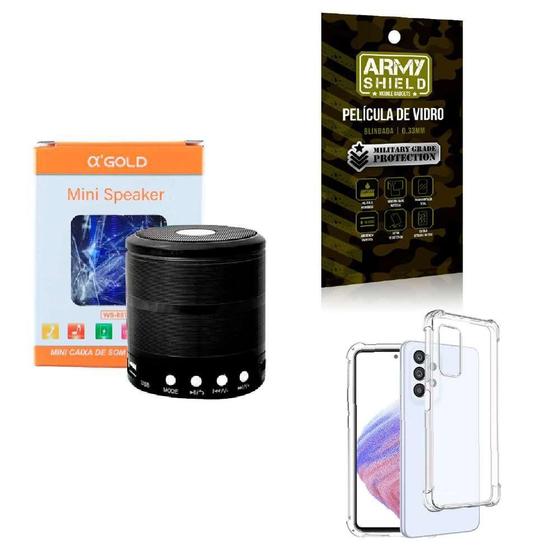 Imagem de Kit Caixa De Som + Capinha Samsung A53 + Película 3D