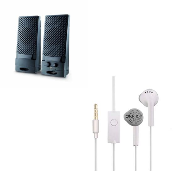 Imagem de KIT Caixa de som para computador PC com entrada para fone de ouvido e Fone de ouvido com fio 