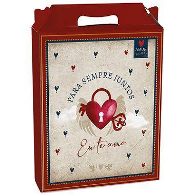 Imagem de Kit Caixa Maleta Retangular Vertical Amor Real M 18x7,5x21cm - 10 Un