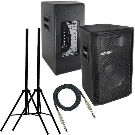 Imagem de Kit Caixa Som Datrel Ativa E Passiva Falante 15 600W Rms