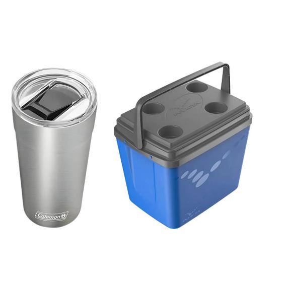 Imagem de Kit Caixa Térmica Pop  34qt Invicta + Copo Térmico Com Tampa E Abridor 600ml Inox Coleman