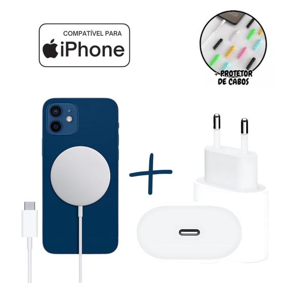 Imagem de Kit Caixinha Fonte Carregador De Indução Magnetico MagSafe Compativel iPhone 16 15 14 13 12 AirPods