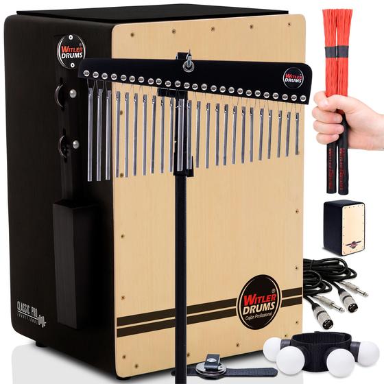 KIT Cajón Reto Eletroacústico BN 09 Acessórios Witler Drums