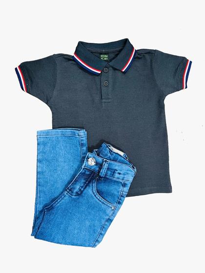 Imagem de Kit calça jeans e Polo Malha Piquet Infantil .