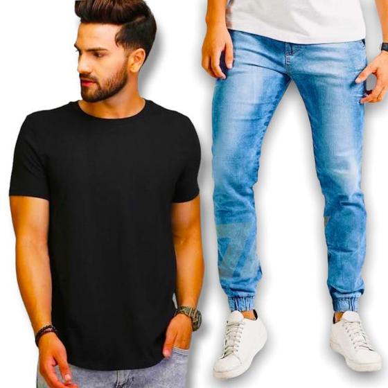 Imagem de Kit Calça Jogger + Camiseta Camisa Casual Look Style Masculina 168