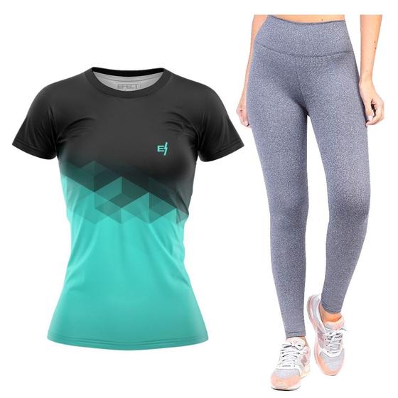 Imagem de Kit Calça Legging Empina Bumbum Lisa Cós Alto Blusa Academia Fitness Esportiva Funciona Caminhada