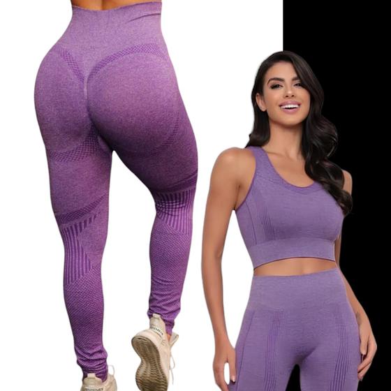 Imagem de Kit CALÇA LEVANTA BUMBUM + TOP ALÇA MÉDIA Fitness Academia 987