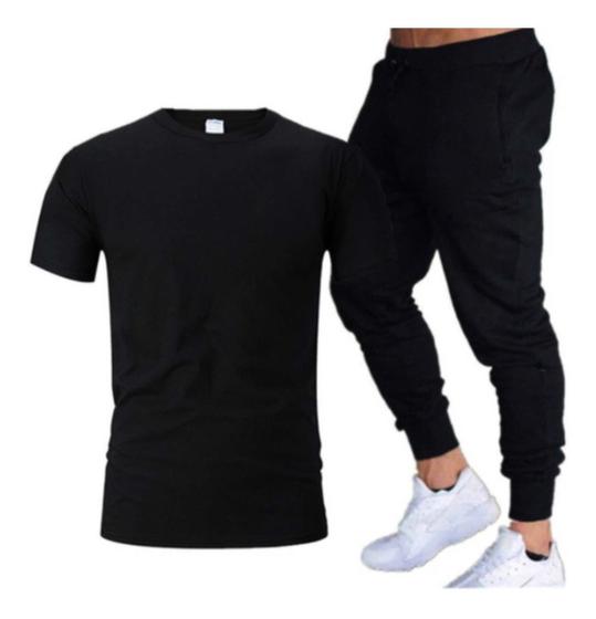 Imagem de Kit Calça Moletom E Camiseta Relaxado Masculino