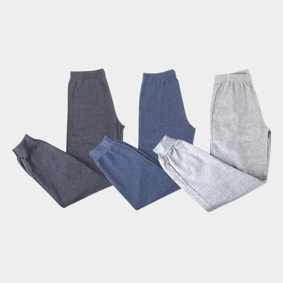 Imagem de Kit Calça Moletom Three Hands Básica Masculina 3 Peças