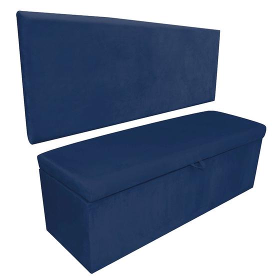 Imagem de Kit Calçadeira e Painel Clean 100 cm Suede Azul Marinho D'Rossi