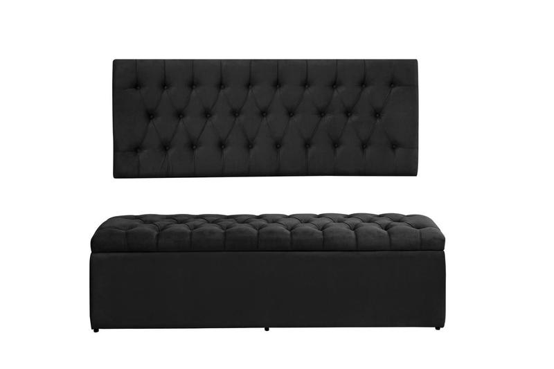 Imagem de Kit Calçadeira e Painel Imperatriz 158 cm Suede Preto