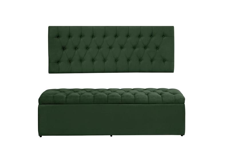 Imagem de Kit Calçadeira e Painel Imperatriz 193 cm Suede Verde