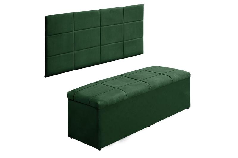 Imagem de Kit Calçadeira e Painel Raissa 120 cm Suede Verde