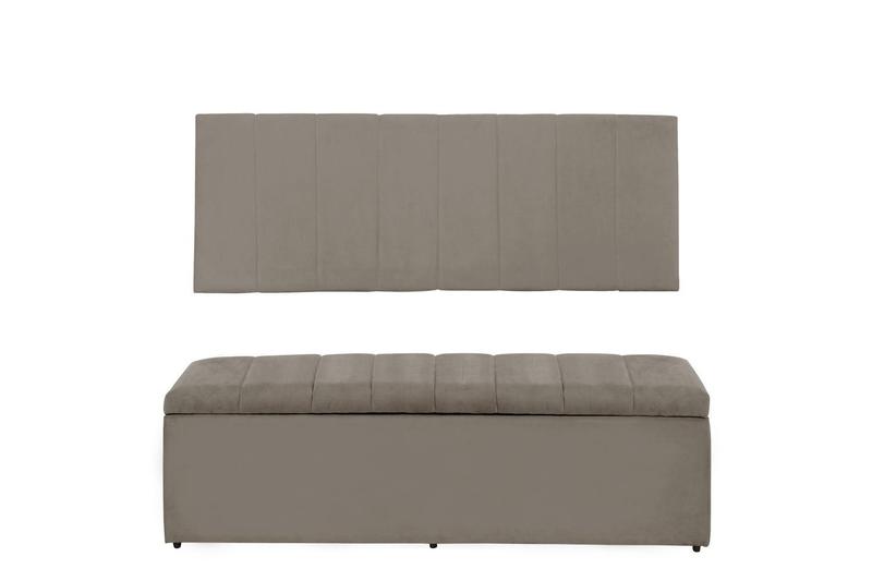 Imagem de Kit Calçadeira e Painel Vitoria 158 cm Suede Bege