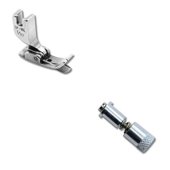 Imagem de Kit Calcador Pesponto C/Guia Esquerdo 1mm SP-18L 1/32 + Engate Rápido 