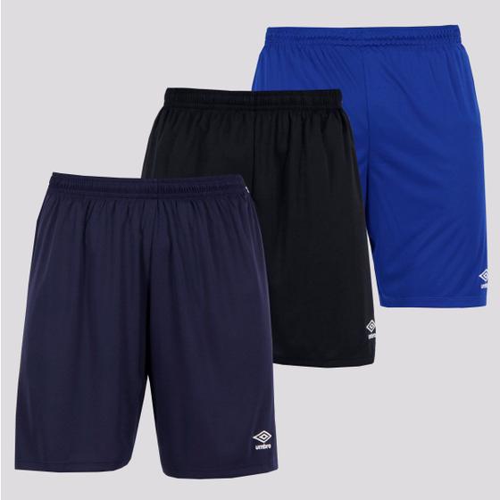 Imagem de Kit Calção Umbro TWR Aria Azul Preto e Royal