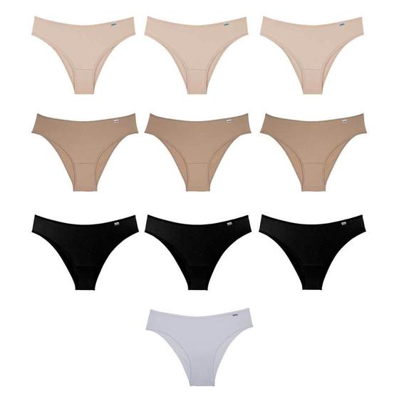Kit Calcinha 10 Peças Feminina Microfibra Lisa Menor preço em Kit Calcinha 10 Peças Feminina Microfibra Lisa