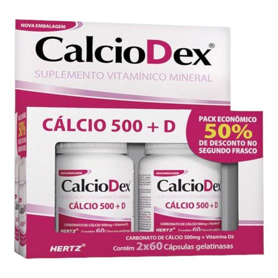 Imagem de Kit Calciodex Cálcio 500MG + vitamina D3 (120 Cápsulas) - Kley hertz