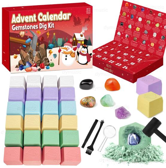 Imagem de Kit Calendário do Advento com 24 Gemas para Crianças - Escavação de Gemas 2024
