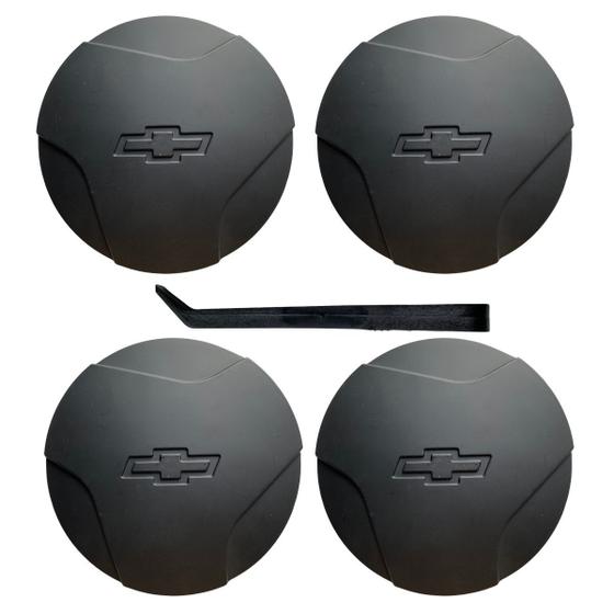 Imagem de Kit Calota Centro Roda Corsa Wind 94 96 99 Preto F + Chave
