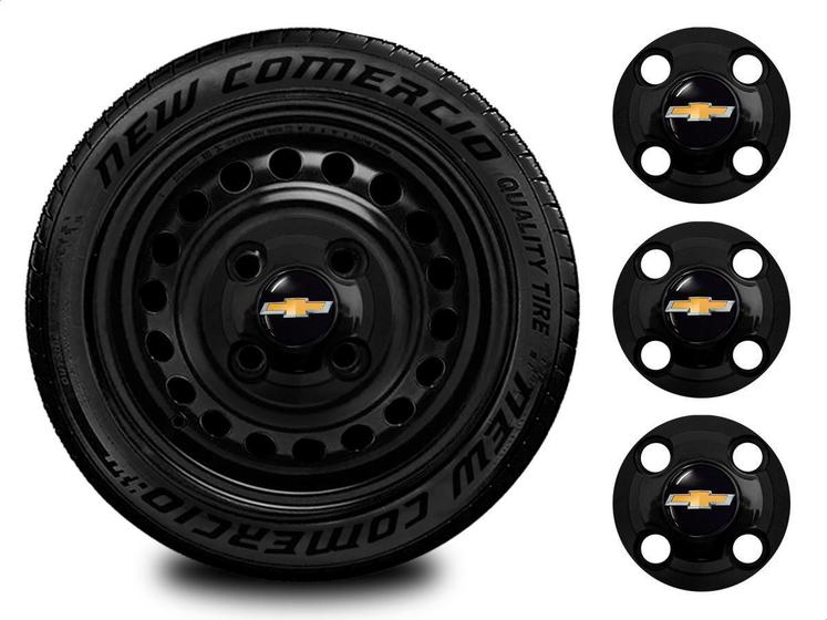 Imagem de Kit Calotinha Meriva Aro 13-15 Roda Preta 4X100 4 Furos