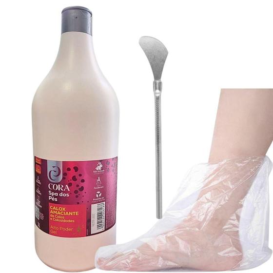 Imagem de Kit Calox Gel 1Litro Para Spa Dos Pés Espátula222+50Botinhas