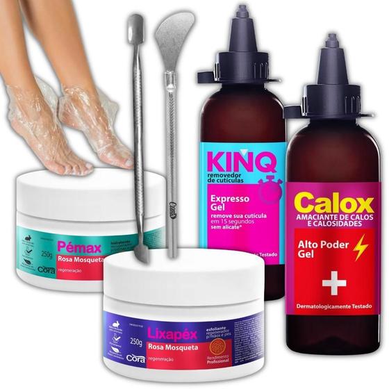 Imagem de Kit Calox Kinq Gel Amaciante Emoliente Cora Spa Pés Mãos