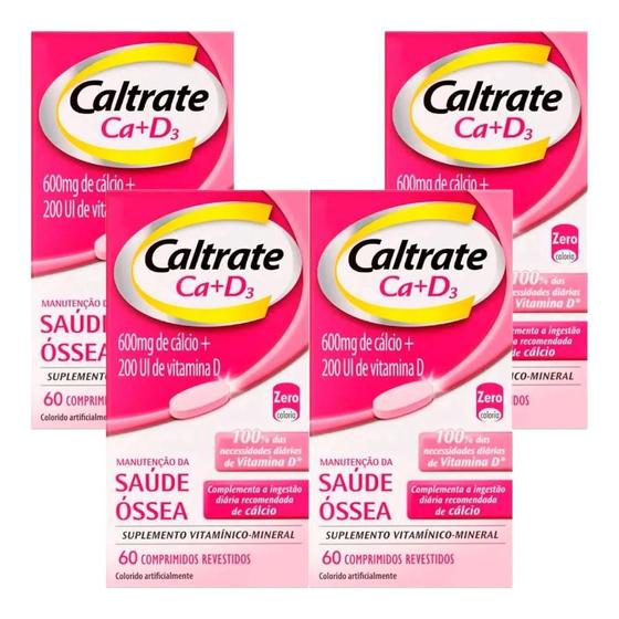 Kit Caltrate Ca+D3 Com 4 Caixas De 60 Comprimidos Revestidos Cada ...