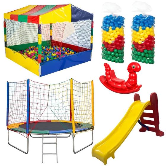 Kit Cama Elástica Pula Pula 2,44m + Piscina de Bolinhas 1,50m + 1000 ...