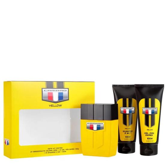 Imagem de Kit Camaro Yellow (Deo Colônia 100ml + Shampoo 100ml + Pós Barba 100ml)