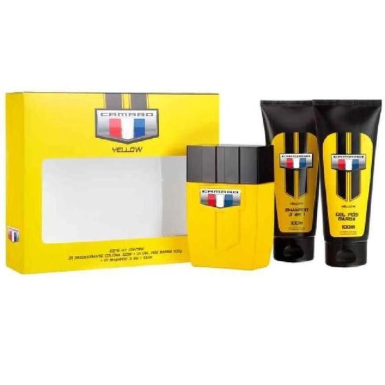 Imagem de Kit Camaro Yellow Perfume 100 Ml + Shampoo 100 Ml + Gel Pós