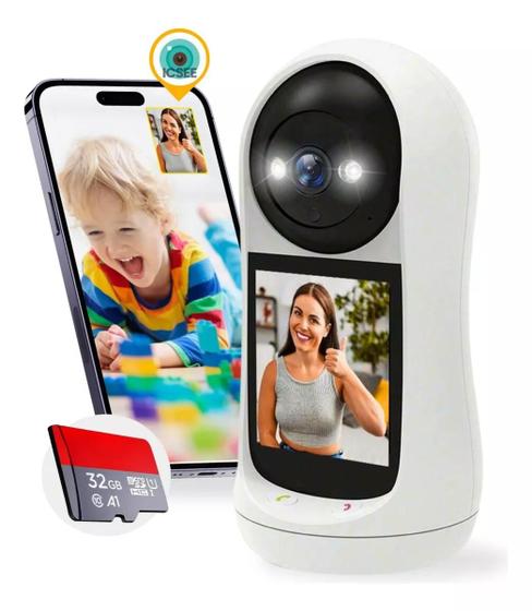 Imagem de Kit Câmera Baba Videochamada Monitor Smart Wifi C/ Sd 32gb