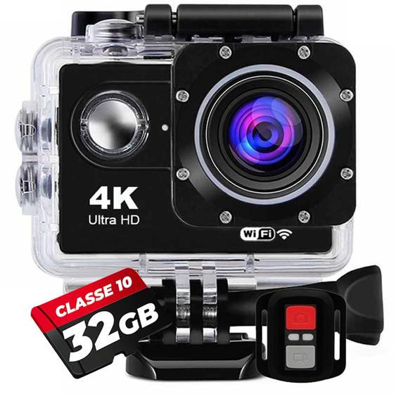 KIT Câmera De Ação M10 4K + Cartão 32gb Controle Remoto Wifi Filmadora Sport Moto Bike Esportiva Menor preço em KIT Câmera De Ação M10 4K + Cartão 32gb Controle Remoto Wifi Filmadora Sport Moto Bike Esportiva