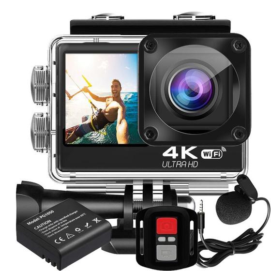 Imagem de KIT Câmera De Ação S60 4K + Bateria Extra Microfone Externo Estabilizador EIS Controle WiFi Filmadora Sport