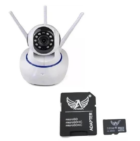 Imagem de Kit Camera De Segurança Ip 3 Antenas  Cartão de Memoria 32 gb Wifi Wireless Hd