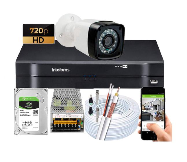 Kit Camera Externa Bullet vhc 1120b Hd 720p Dvr Intelbras C/Hd 1Tb