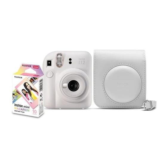 Imagem de Kit Câmera Instantânea Fujifilm Instax Mini 12 Branca + Pack 10 filmes Macaron + Bolsa Branco Marfim