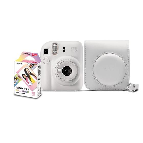Imagem de Kit Câmera Instantânea FujiFilm Instax Mini 12 Branco Marfim com Bolsa e Pack 10 Filmes