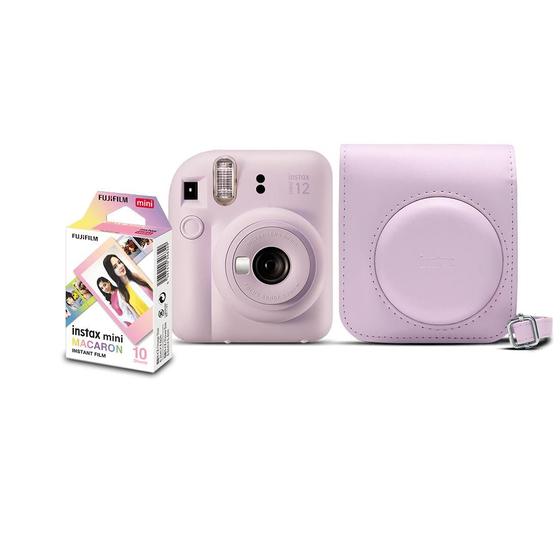Imagem de Kit Câmera Instantânea FujiFilm Instax Mini 12 Lilás Candy com Bolsa e Pack 10 Filmes
