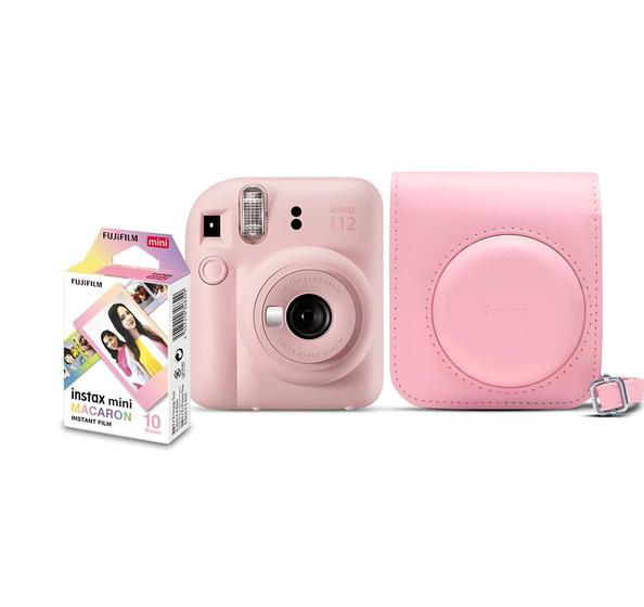 Imagem de Kit Câmera Instantânea FujiFilm Instax Mini 12 Rosa Gloss com Bolsa e Pack 10 Filmes
