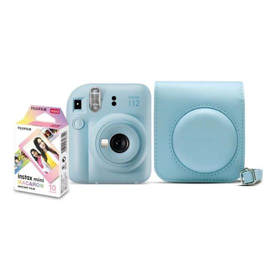 Imagem de Kit Camera Instax Mini 12 com 10 filmes e bolsa Azul Candy