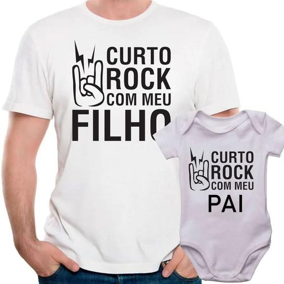 Imagem de Kit camisa e body curto rock com meu pai filho bori camiseta